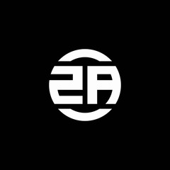 ZA logo monogram isolated on circle element design template - obrazy, fototapety, plakaty