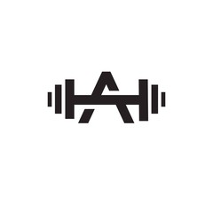 Gym fitness barbell logo icon with initial letter A graphic element