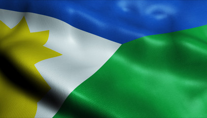 3D Waving Colombia City Flag of Sabanagrande Closeup View