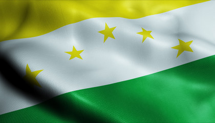 3D Waving Colombia City Flag of Santo Domingo Closeup View