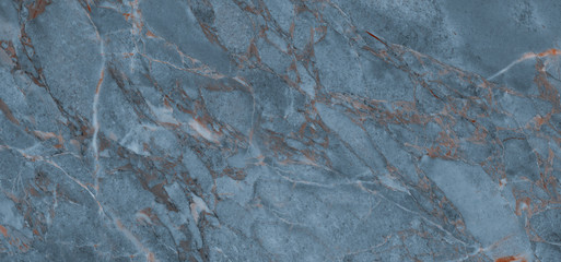 Blue Agate Marble Texture With Brown Veins. Polished Marble Quartz Stone Background Striped By Nature With a Unique Patterning, It Can Be Used For Interior-Exterior Tile And Ceramic Tile Surface. 