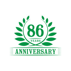 86 years logo design template. Eighty sixth anniversary vector and illustration.