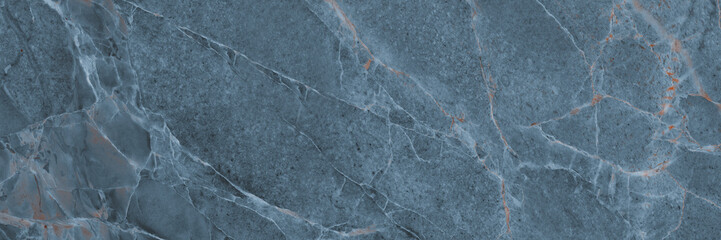 Blue Agate Marble Texture With Brown Veins. Polished Marble Quartz Stone Background Striped By...