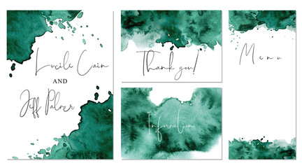 Watercolor green background Hand drawn abstract texture