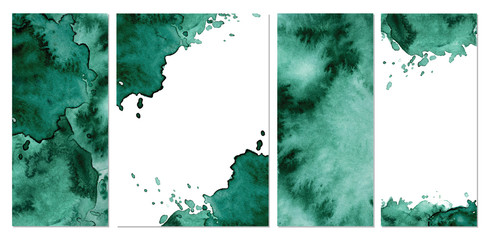 Watercolor green background Hand drawn abstract texture