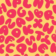 Colored seamless pattern. Chubby colored abc. Color cartoon lettering texture