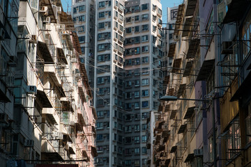 building facade in Hong Kong, residential real estate -