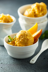 Homemade mango ice cream or sorbet