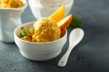 Homemade mango ice cream or sorbet
