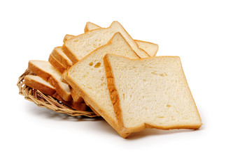 sliced bread on white background