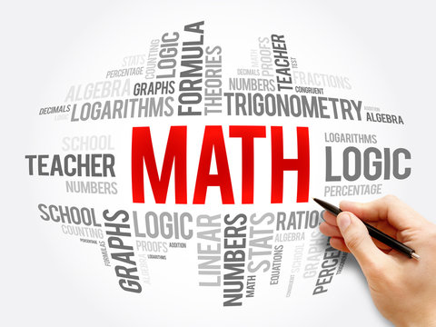 Math word cloud collage, education concept background