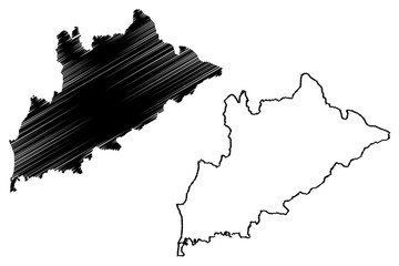 Tirana County (Republic of Albania) map vector illustration, scribble sketch Tirana map
