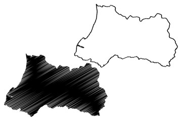 Adjara (Republic of Georgia - country, Administrative divisions of Georgia) map vector illustration, scribble sketch Autonomous Republic of Adjara map....