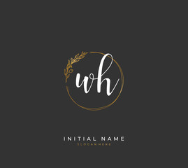 Handwritten letter W H WH for identity and logo. Vector logo template with handwriting and signature style.
