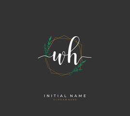 Handwritten letter W H WH for identity and logo. Vector logo template with handwriting and signature style.