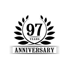 97 years logo design template. Ninety seventh anniversary vector and illustration.