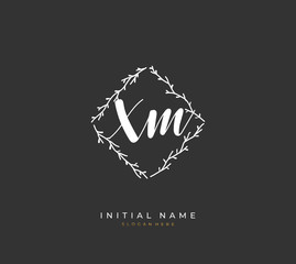 Handwritten letter X M XM for identity and logo. Vector logo template with handwriting and signature style.