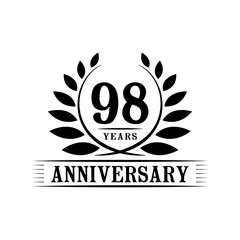 98 years logo design template. Ninety eighth anniversary vector and illustration.