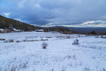 village covered with snow