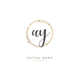 Handwritten letter A Y AY for identity and logo. Vector logo template with handwriting and signature style.