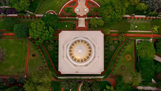 Bahai temple and gardens in Haifa, Israel, 4k aerial drone view