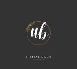 Fototapeta premium Handwritten letter U B UB for identity and logo. Vector logo template with handwriting and signature style.