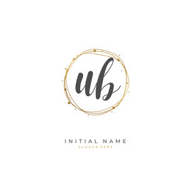 Handwritten letter U B UB for identity and logo. Vector logo template with handwriting and signature style.