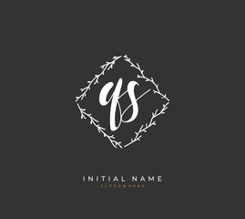 Handwritten letter Q S QS for identity and logo. Vector logo template with handwriting and signature style.