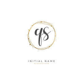 Handwritten letter Q S QS for identity and logo. Vector logo template with handwriting and signature style.