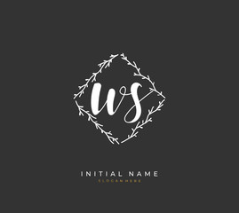 Handwritten letter W S WS for identity and logo. Vector logo template with handwriting and signature style.