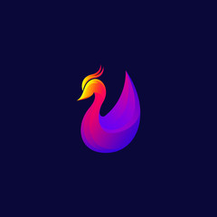 swan bird gradient colorful logo design