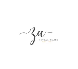 Handwritten letter Z A ZA for identity and logo. Vector logo template with handwriting and signature style.