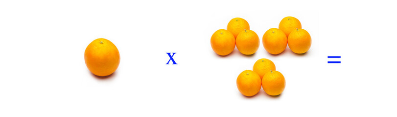 Sencillos problemas matemáticos de multiplicar con naranjas