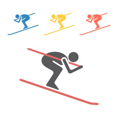 Downhill skiing icon. Vector signs for web graphics.