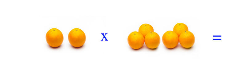 Sencillos problemas matemáticos de multiplicar con naranjas