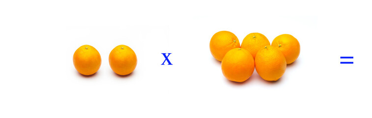 Sencillos problemas matemáticos de multiplicar con naranjas