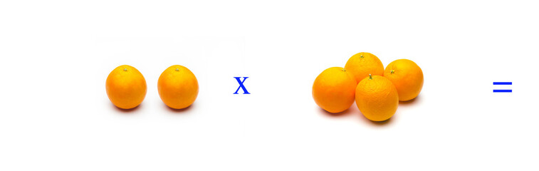 Sencillos problemas matemáticos de multiplicar con naranjas