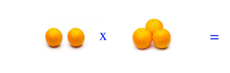 Sencillos problemas matemáticos de multiplicar con naranjas