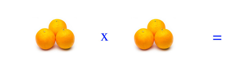 Sencillos problemas matemáticos de multiplicar con naranjas