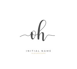 Handwritten letter O H OH for identity and logo. Vector logo template with handwriting and signature style.