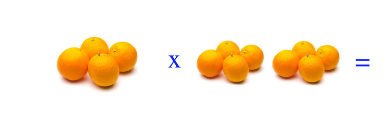 Sencillos problemas matemáticos de multiplicar con naranjas