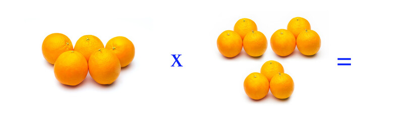 Sencillos problemas matemáticos de multiplicar con naranjas