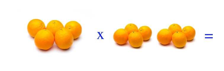 Sencillos problemas matemáticos de multiplicar con naranjas
