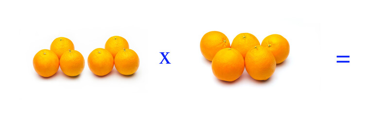 Sencillos problemas matemáticos de multiplicar con naranjas
