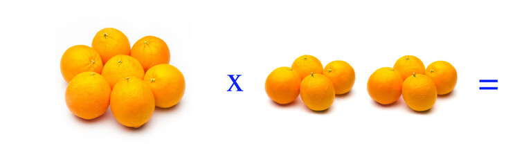 Sencillos problemas matemáticos de multiplicar con naranjas