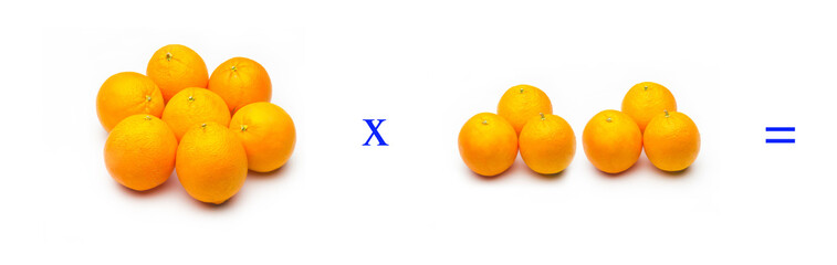 Sencillos problemas matemáticos de multiplicar con naranjas