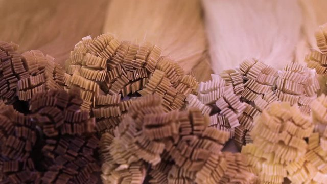 False hair. Hair for hair extension. Hair production for extension
