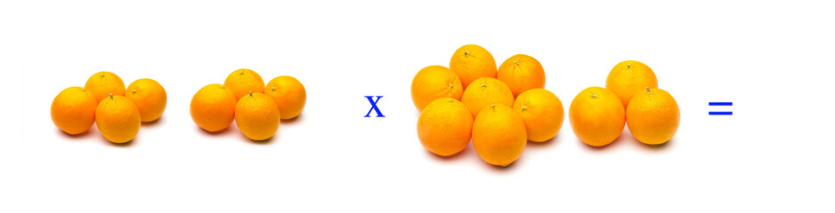 Sencillos problemas matemáticos de multiplicar con naranjas