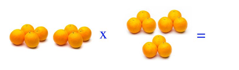Sencillos problemas matemáticos de multiplicar con naranjas