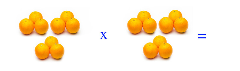 Sencillos problemas matemáticos de multiplicar con naranjas
